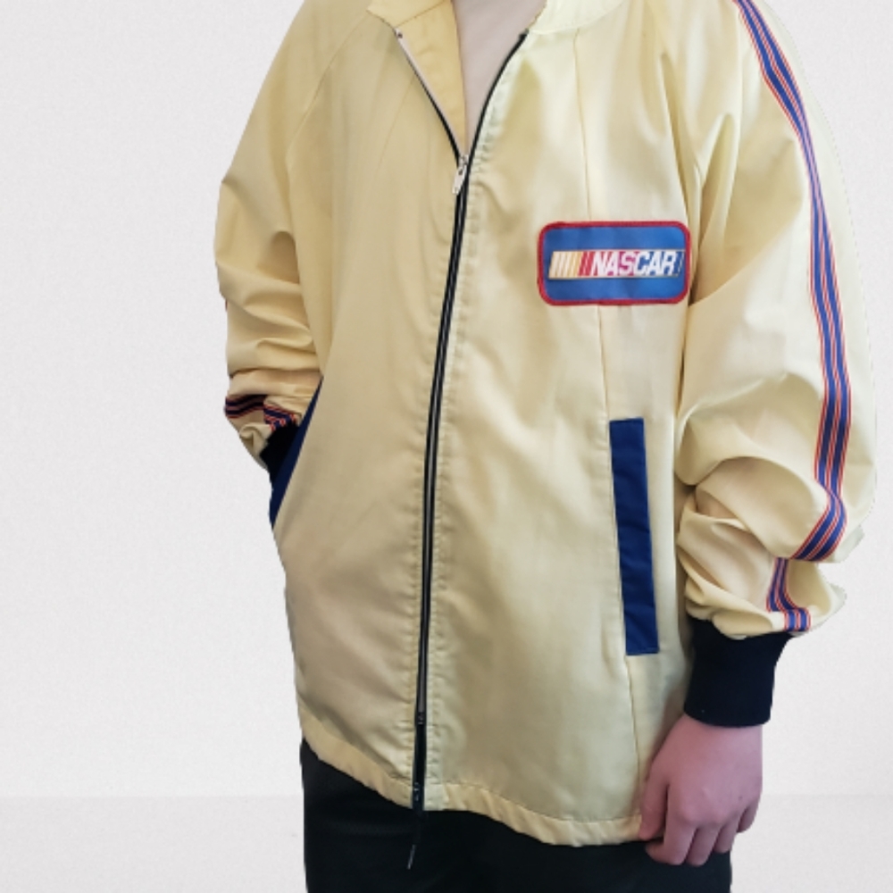 Vintage 70s Swingsters Nascar yellow jacket Men's Large